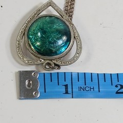 Vintage Double Sided Heart Bird Open Work Shiny Pendant Silver Tone Necklace