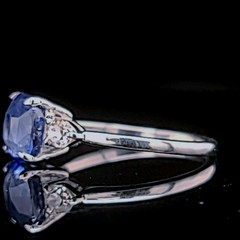 Vintage 14k White Gold Engagement Ring 2.70ct.Natural Blue Sapphire Cushion GIA
