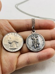 Vintage Saint Anthony Pray For Us St Christopher Protect Us 24” Necklace