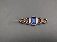 Art Deco Multi Color Blue Red Orange Graduated Glass Brooch/Pin
