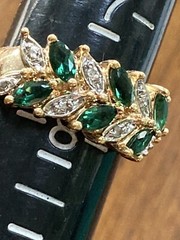 Sterling Silver ~ ROSS SIMONS Green CZ Pave Ring Size 7.75 Gold 4.4 g