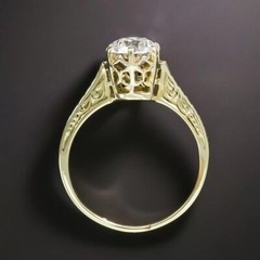 Art Deco 2CT Round Lab Created Diamond Solitaire 14K Gold Finish Engagement Ring