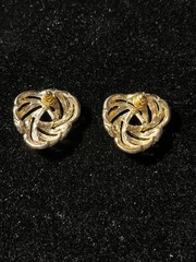 Gold Tone Metal Knotted Rope Nautical Post Earrings 1”