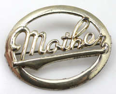 Vintage Antique silver tone Mother script oval filigree pin brooch c clasp