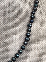 Freshwater Pearl Necklace 16″ Hand Knotted Peacock Iridescent 925 Clasp