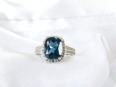 Vintage Sterling Silver 925 Natural Heated London Blue Topaz Ring Size 7