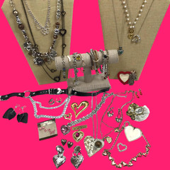 Vintage To Mod Heart Jewelry lot Love Retro Rockabilly locket 1+ pounds Coquette