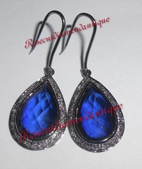 LATEST 0.66ct ANTIQUE ROSE CUT DIAMOND SILVER 925 SAPPHIRE VINTAGE LOOK EARRINGS