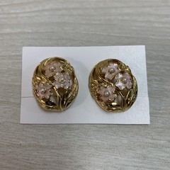 Vintage Avon Springtime Floral Enamel Faux Pearl Flowers Post Earrings