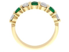 Vintage French 0.55 Ct Emerald and 0.80 Ct Diamond 18k Yellow Gold Ring 1980s