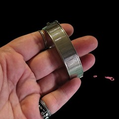 Vintage Silver Plated Machine Turned Textured Clamp Bangle Bracelet Sz 7in