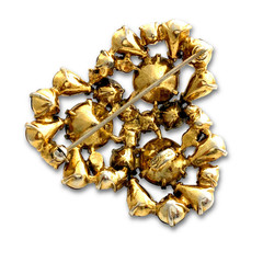 Vintage Signed SCHIAPARELLI Black Glass Brown Rhinestone Jeweled Trefoil Brooch
