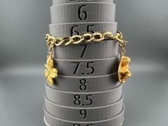 Vintage Charm Bracelet Gold Tone Curb Link Good Luck Clover Mandolin Germany