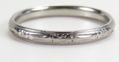Antique Art Deco Wedding Band 18KW Ring Size 6 UK-L1/2 2.38 MM Wide dtd 1952