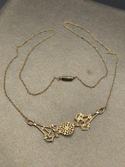 vintage Art Nouveau drapery laviaer Style Brass tone necklace
