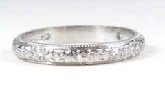 Rare Antique Platinum Diamond Vow Ring “Until Death Do Us Part” Size 5.5 UK-K1/2