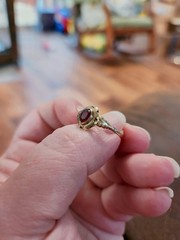 Antique Victorian Delicate 10K Yellow Gold Ring Faux Red Stone Sz 6.75 .76g