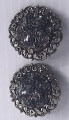 Vintage Judy Lee Peacock Glass Clip-On Earrings Iridescent Blue Purple Green