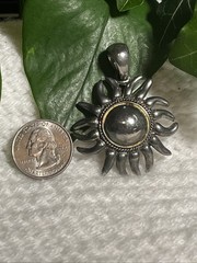 Vintage Silver Toned Dome Sun Pendant