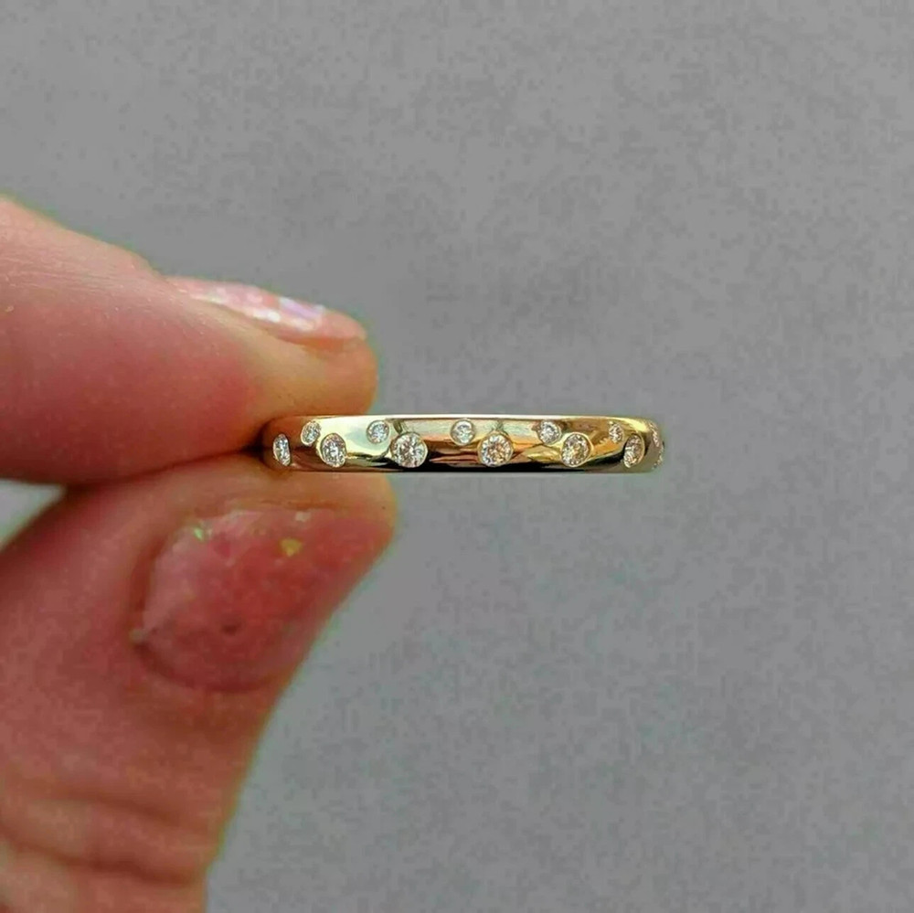 0.50Ct Round Lab Created Diamond Flush Set 14K Gold Finish Engagement Band Ring