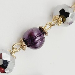Colorful Burgundy and Plum Pearl with Crystal Beaded Long Station Necklace 36 in