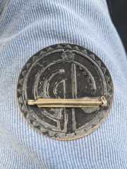 Copper by Bell Brooch with Navajo Native American Symbol – 2″ Circle – Pin