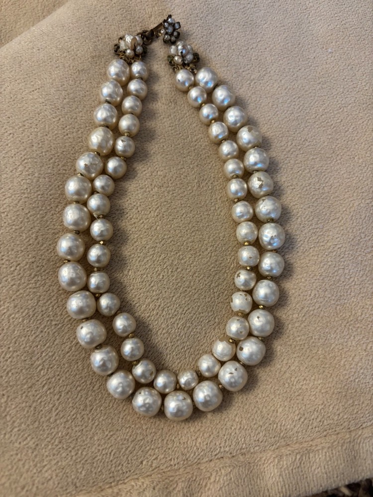 Early Vintage Miriam Haskell Baroque Pearl Necklace – Signed/Stamped – Beautiful