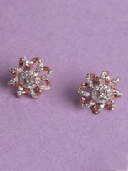 Floral Halo Stud Earrings For Girl 2.1 Ct Lab Created Diamond 14K Rose Gold Over