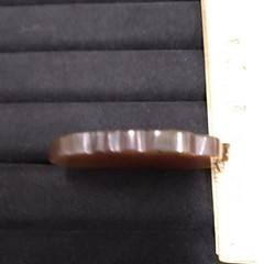 Brown Stone Carved Pendant Silver Tone
