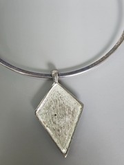 Vintage Sterling Silver Torque Collar Choker Black Pendant 1990s Artisan Y2K