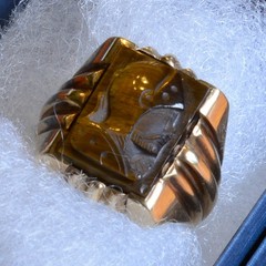 Mens Ring Vintage 10k gold Roman Soldier Tigers Eye 7.9g