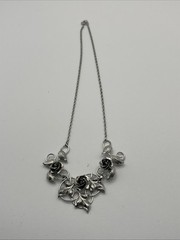 VTG Bond Boyd Sterling Silver Leaf&Rose Design Necklace-15.5 Inches