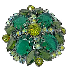 Vintage D&E Juliana Green AB Rhinestone Brooch Pin VERIFIED Uranium Glass Book