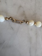 Miriam Haskell Signed Mother of Pearl & Coral Necklace