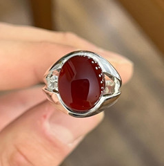 Natural Agate Dark Brown Agate Ring Unique Style Ring Carnelian Agate Ring
