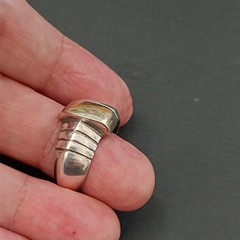 Vintage Silver Rolled Gold Modernist Dome Bשמג Ring Asymmetric Architectural 925