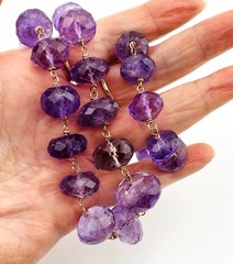 Huge Faceted Amethyst Beads Gold Filled Necklace Artist Signed OOAK 20 Inches