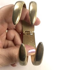 VTG Big Brushed Gold Tone Clamper Bracelet 1970s 1980s Statement Piece Chunky