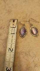 Beautiful Lilac Purple Colored Glass Pierced Earrings Silver Tone Vintage