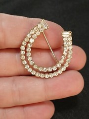 New Lovely Rhinestone Good Luck Lucky Horseshoe Brooch Pin