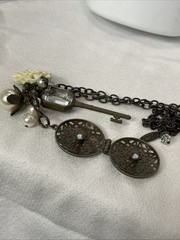 Vintage Plunder Key Locket And Pearl Necklace BOHO 30in Chain
