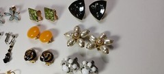 Vintage Lot Clip/Screw on Earrings 3 Signed Faux Pearl Silvertone 14 Pairs
