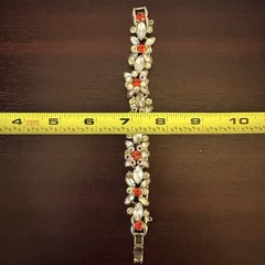Vintage Juliana D&E Bracelet Frosted White Satin Glass Electric Orange Red AB
