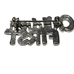 Children First Silver Tone Pin Brooch Secure Clasp Support Family First Jewelry