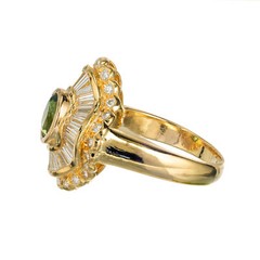 GIA Certified 1.38 Carat Tsavorite Garnet Diamond 18k Yellow Gold Ring