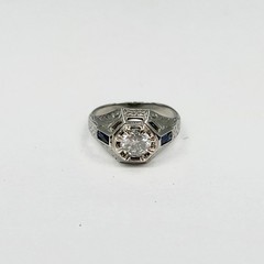 18k White Gold BELAIS Antique 0.83ct Diamond Vtg Art Deco Ring Sz 7.25 (I-56431)