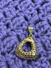 Vintage Goldtone Triangle Pendant Signed FL 1.5 inches