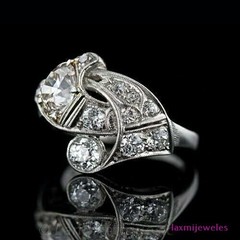 Vintage Art Deco 1.50Ct Lab-Created Diamond Ring Set 925 Silver Toi et Moi Style