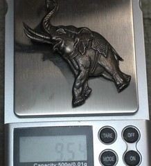 Silver Siam Elephant Pin Thailand Art Over 9 grams Free Shipping