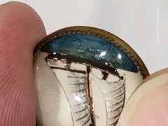 ANTIQUE Bubble DOMED Glass BRIDLE BROOCH REVERSE PAINTED Ship Maritime Oceanic
